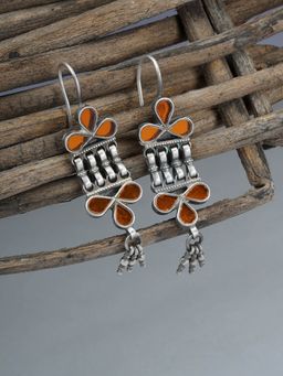 Neeta Boochra - Mirror Orange Glass In This Earring Are Handcrafted In Silver With Ghungroo