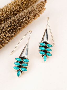 Neeta Boochra - This Earring Are Crafted In Silver, Leaf Design With Turquoise Onyx