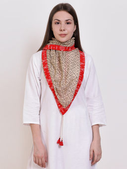 Biba - Beige Printed Scarf