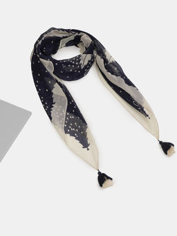 Label Ritu Kumar - Navy Blue Printed Scarf