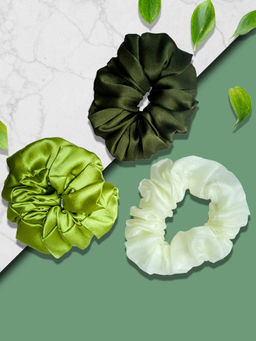 Hair Drama Co. - Green Scrunchies - Set Of 3