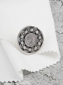 Neeta Boochra - Victoria Empress Coin In This Adjustable Ring Is Handcrafted In Oxidized Silver