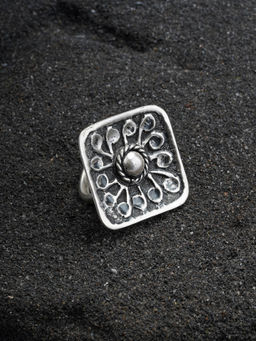 Neeta Boochra - Chitai Work In This Adjustable Ring Is Handcrafted In Silver With Floral Design