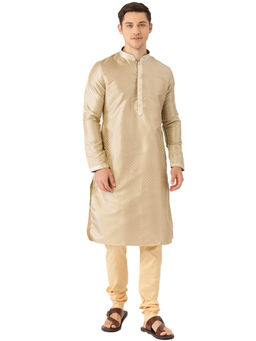Manyavar - Men's Beige Kurta with Churidar (Set of 2)
