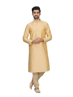 Manyavar - Silk Blend Yellow Kurta Churidar (Set of 2)