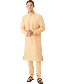 Manyavar - Men's Beige Kurta with Churidar (Set of 2)