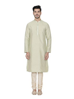 Manyavar - Pista Silk Blend Kurta Churidar (Set of 2)