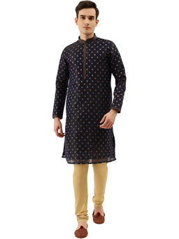 Manyavar - Blue Art Silk Kurta Churidar (Set of 2)
