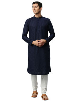 Manyavar - Men's Blue Kurta with Churidar (Set of 2)