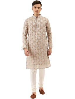 Manyavar - Walnut Silk Blend Kurta Churidar (Set of 2)