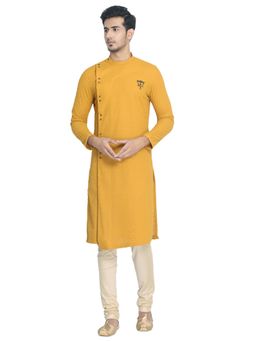 Manyavar - Cotton Light Orange Kurta Churidar (Set of 2)