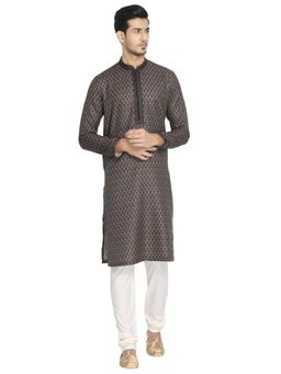 Manyavar - Cotton Black Kurta Churidar (Set of 2)