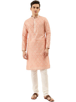 Manyavar - Gajari Blended Viscose Kurta Churidar (Set of 2)