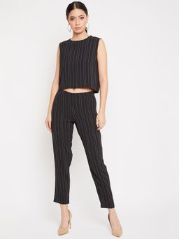 CRIMSOUNE CLUB - Women's Black Stripes Co-ord (set Of 2)