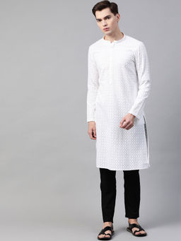See Designs - White Chikankari Embroidered Kurta