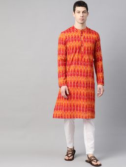 See Designs - Orange Ikat Kurta