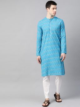 See Designs - Blue Ikat Kurta
