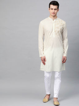 See Designs - Off White Embroidered 1 Kurta