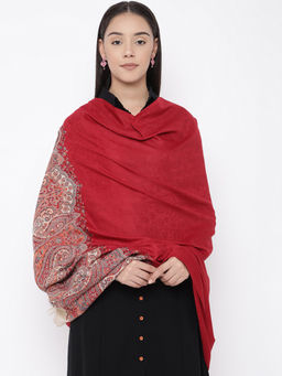 Pashmoda - Red Woolen Kaani Woven Shawl