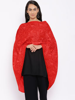 Pashmoda - Red Pure Wool Aari Embroidered Stole