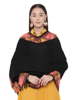 Pashmoda - Black Pure Wool Aari Embroidered Stole