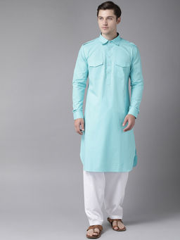 See Designs - Sea Green Pathani Kurta With Salwar (Set of 2)