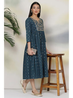Biba - Teal Green Cotton Fusion Dress