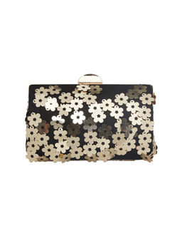 Vdesi - Black Floral Sequins Clutch