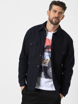 Buy SELECTED HOMME Navy Blue Solid 