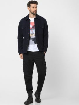 Buy SELECTED HOMME Navy Blue Solid 