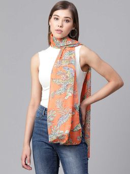 WEAVERS VILLA - Orange Printed Scarf