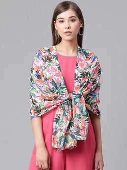 WEAVERS VILLA - Multi-Color Floral Print Scarf