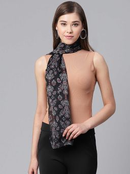 WEAVERS VILLA - Black Printed Scarf