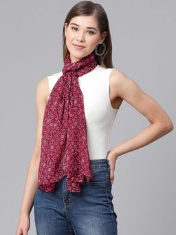 WEAVERS VILLA - Maroon Printed Scarf