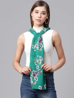 WEAVERS VILLA - Teal Floral Printed Scarf