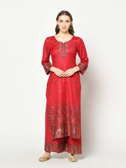 Safaa - Viscose Acrylic Wool Women Suit Dress Material For Winter with Dupatta - Unstiched