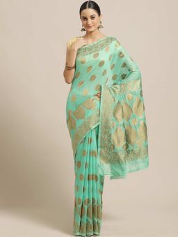 Sareemall - Green Floral Printed Saree