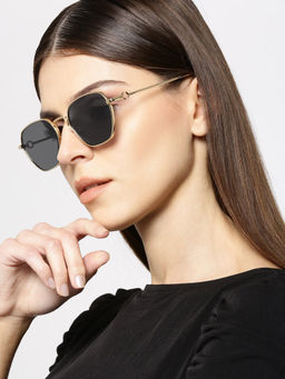 Twenty Dresses by Nykaa Fashion - Gold Seeing Right Through You Sunglasses