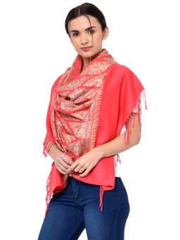WEAVERS VILLA - Coral Kashmiri Aari Embroided Cashmilon Shawl