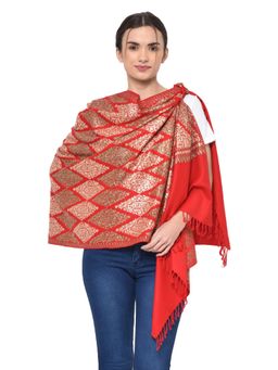 WEAVERS VILLA - Red Kashmiri Aari Embroided Cashmilon Shawl