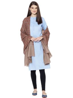 WEAVERS VILLA - Taupe Woollen Striped Shawl