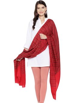 WEAVERS VILLA - Red Striped Pure Wool Shawl