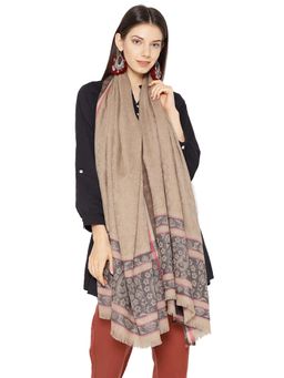 WEAVERS VILLA - Beige Wool Floral Patterned Shawl