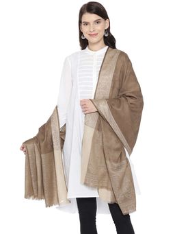 WEAVERS VILLA - Beige Wool Floral Patterned Festive Shawl