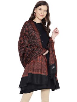 WEAVERS VILLA - Black Woven Design Festive Shawl
