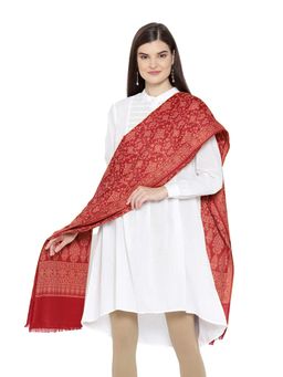 WEAVERS VILLA - Maroon Woven Design Festive Shawl