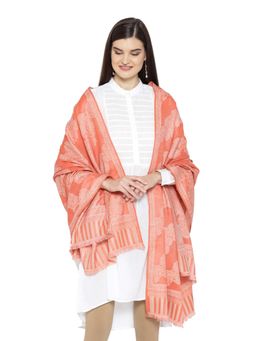 WEAVERS VILLA - Peach Woven Design Shawl