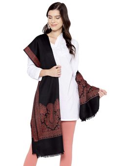 WEAVERS VILLA - Black Wool Solid Shawl