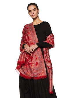 WEAVERS VILLA - Red Woven Design Festive Shawl