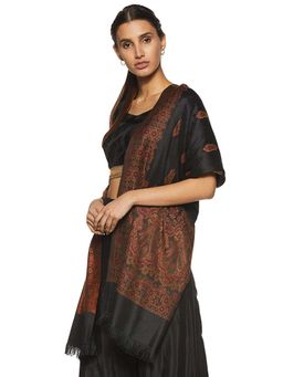 WEAVERS VILLA - Black Woven Design Shawl